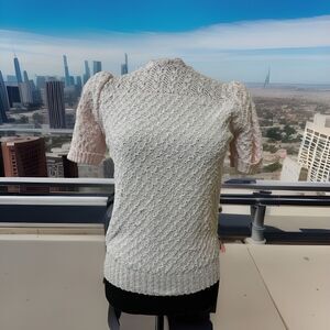 Beautiful Vintage 80s Nan Dorsey Small Pastel Shapes  Sweater XS? Made In USA